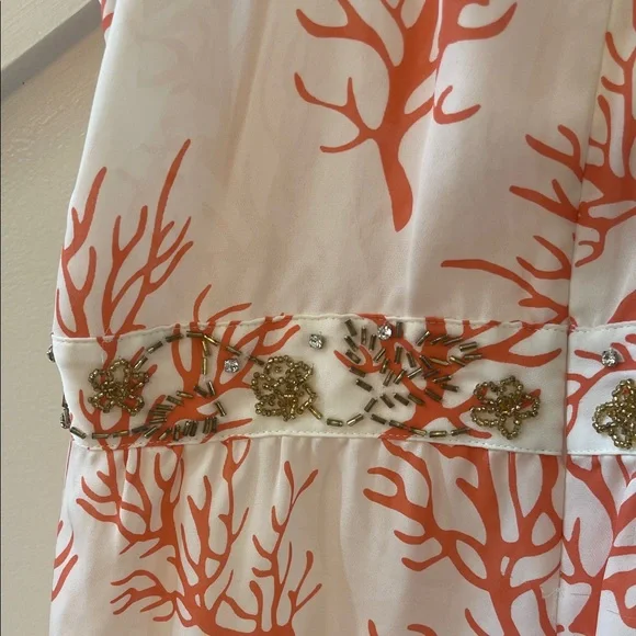 MICHAEL Michael Kors Silk Coral Print Halter Top with Embellished Waist, Size 10 - Picture 6 of 16